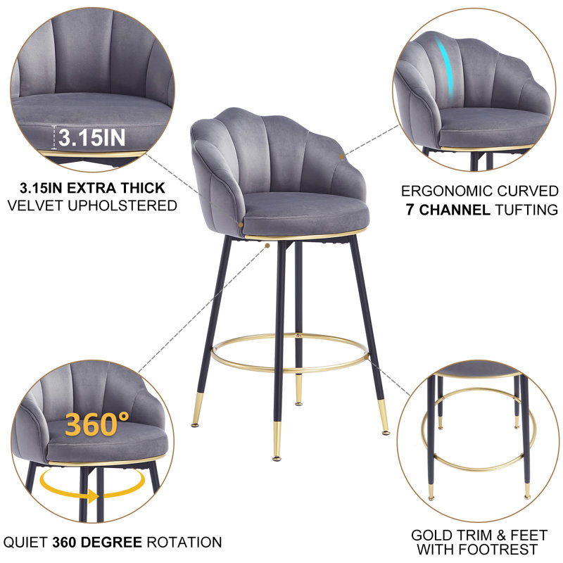 Everly Quinn Olvina Swivel 29'' Tall Bar Stools & Counter Stools